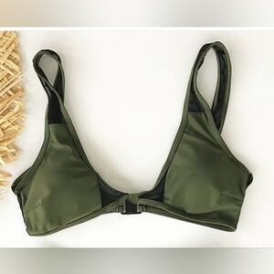 Green and Mesh Bikini Top Target Size Medium Removable Pads Army Olive M G8